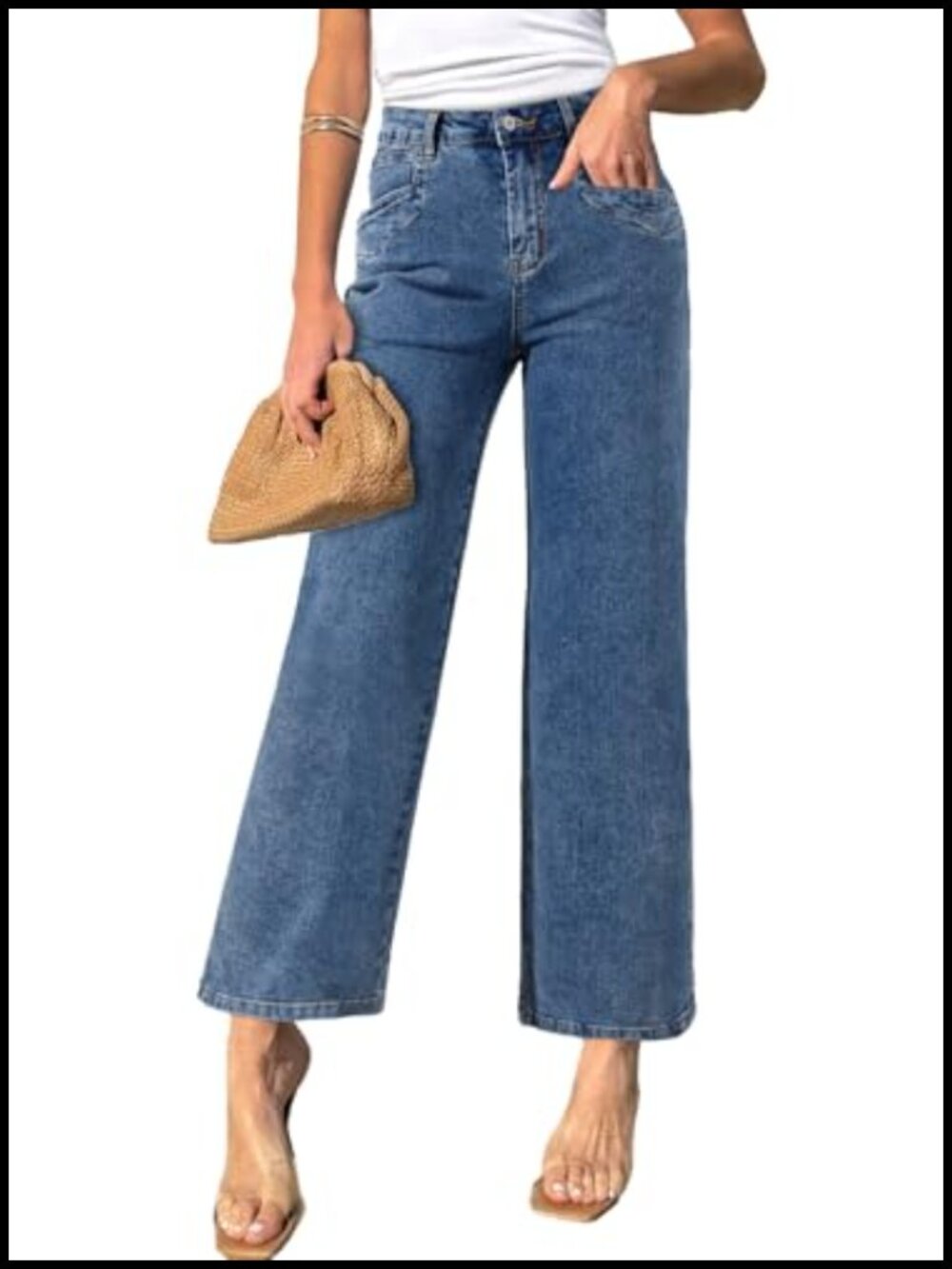 High Waisted Straight Leg Stretchy Ankle Jeans